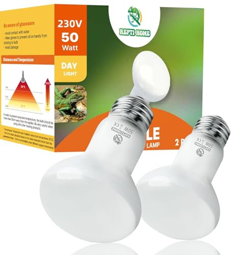 REPTI HOME Reptilien Wärmelampe Terrarium 50W 2stück, E27 Intense Basking Spot Lampe Terrarium, Wärmelampe tiere Heizung für Schildkröten, Bartagame, Schlange, Huhn, Hund