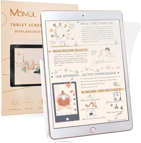 2 Unités Protection Écran pour iPad 10.2 Pouces 2021/2020/ 2019, iPad 9eme/8eme/7eme Generation, Protecteur D'écran en PET Papier Mat pour Dessiner, HD-Haute Définition/Anti-Reflet/Anti-Empreintes
