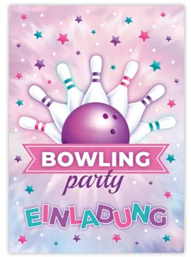 Minkocards 12 Einladungskarten zum Kindergeburtstag Bowling Kegeln Bowling-Party Mädchen Einladung Mädchengeburtstag