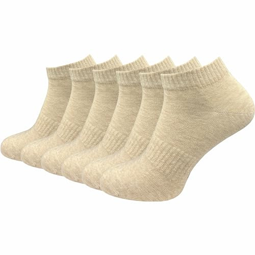GAWILO Calzini sportivi senza cuciture (6 paia) | Calzini corti per uomo e donna | Grazie alla costina non scivolano e non si piegano, beige., 35-38