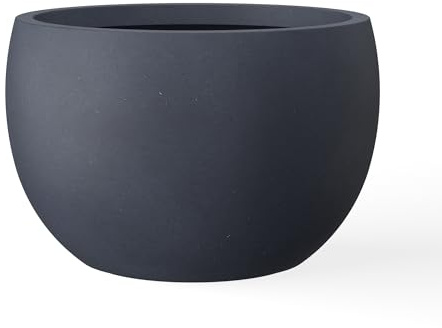 Kante 15.7 Dia Round Concrete Planter, Outdoor/Indoor Large Bowl Plant Pots with Drainage Hole and Rubber Plug for Garden Patio Balcony Home, Charcoal