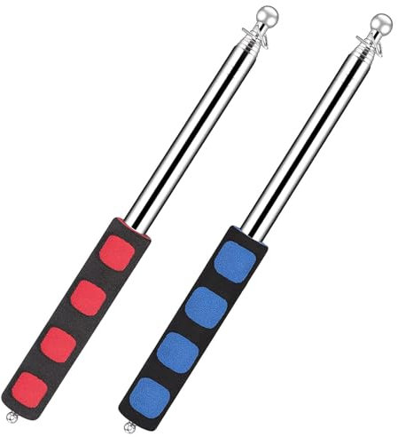 EASONGEE 2pcs Telescopic Flag Pole, Stainless Steel Handheld Flag Pole, Tour Guide Flag Pole, Extendable Flag Stick Pole, Portable Telescopic Flagpole for Teacher Tour Guide Banner Flag, (1.2m & 2m)