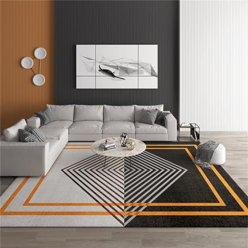 RUGMRZ Büro Bodenmatte 80x120CM Teppich esszimmer Kitchen dunkelgrau Moderner, waschbarer mit geometrischem Muster