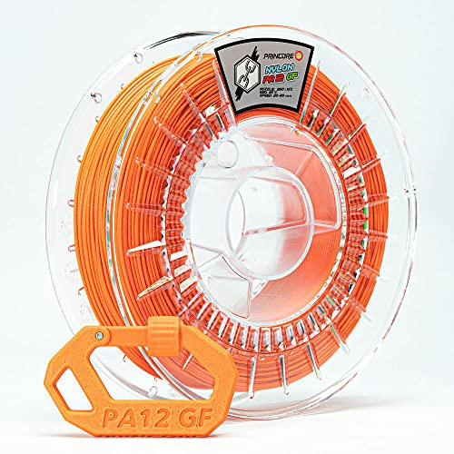 PRINCORE NYLON PA12 GF Filament, Glasfaser 3D-Druck-Filament, 1,75mm industriell (Neonorange), 300g