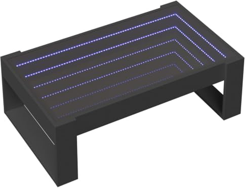 vidaXL Couchtisch, Beistelltisch mit Infinity-LED, Sofatisch Kaffeetisch für Wohnzimmer, Teetisch Wohnzimmertisch, Schwarz Holzwerkstoff Glas