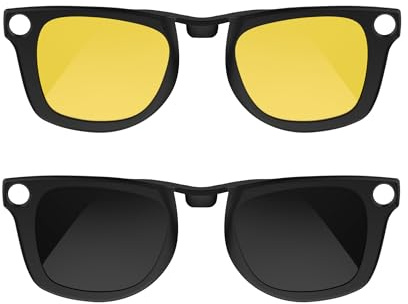 RCstyle kompatibel med Ray-Ban Meta Wayfarer (standard) smarta glasögon färgskiftande klämma set storlek M (mörkerseende gul, svart)