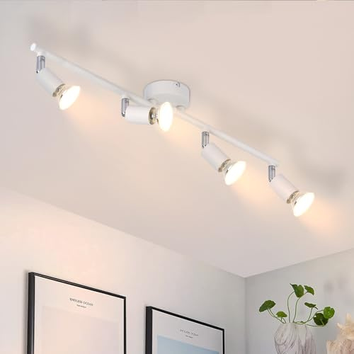 Glitzerlife LED Deckenlampe 4 Flammig GU10 - Deckenstrahler Modern Deckenleuchte Schlafzimmerlampe Strahler Weiß Innen Deckenspots für Wohnzimmer Badezimmer Küche Büro Ohne Leuchtmittel
