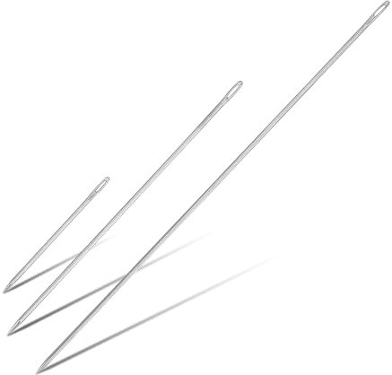 JRSHIRLEYLTD Agujas de coser profesionales de 30,5 cm - Agujas de ojo grande de acero inoxidable - Grosor: 3 mm - Para el hogar, cuero, tapicería, bordado,