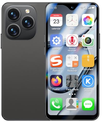 Mini smartphone 4G sbloccato con schermo intero da 4,3 pollici, Android Smart Phone Dual SIM Dual Camera 2750 mAh riconoscimento facciale Bluetooth WiFi cellulare tascabile per studenti (nero)