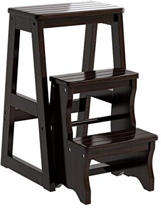 Chaise d'échelle en Bois 3 marches escabeaux Robustes étagère escabeau d'escalade de Cuisine pour Enfants et Adultes, escabeau d'outil de à la Maison