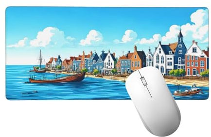 Tapis de Souris Côtier Tapis de Souris XXL 1400x600 mm, Grand sous Main Bureau Gaming avec Bords Surpiqués et Dos Antidérapant, Scène Mouse Pad Gamer pour Clavier et Souris, Cadeaux pour Hommes H-257