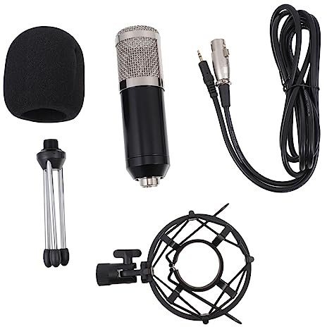 ERINGOGO Condenser Microphone Set for Conference Mic Wired Ktv Microphone Kit Black Silver Mesh Head for Computer Mic Use