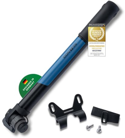 CONTEC Minipumpe Air Support Go Switch, 25 cm, aus Aluminium und Kunststoff, 8/5,5 bar/120/80 psi, für alle Ventile, inkl. Halterung, 1 Stück