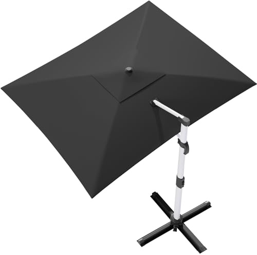TRIUMPHKEY Sombrilla para balcón de aluminio con manivela, impermeable, protección solar UV50+, rotación de 360 °, Grau techo único, 300 * 400 cm (Grau techo único, 3 * 4 m)