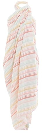 KNIT FACTORY - Viva Pareo/XL Schal - Strandtuch, XXL Schal und Pareo in einem - Multifunktionales Musselintuch - Sommer handtuchkleid - Mit Streifen - Damen Pareo aus 100% Baumwolle - Sunny Pink