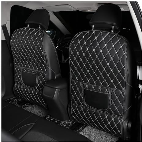 TVVXIO 2 Stücke Autositz Rückenlehnenschutz für VW Passat B9 2023-2025, PU Leder Auto Rücksitzschoner Anti-Kick Matte Organizer Sitzschutz ZubehöR,A