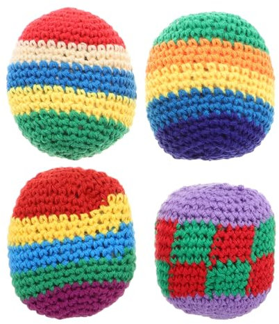 Milisten Gestrickte Jonglierbälle 4 Stück Für Kinder Kindergarten Handgestrickt Weich Mehrfarbig Kindergartenaktivitäten Drinnen Und Draußen
