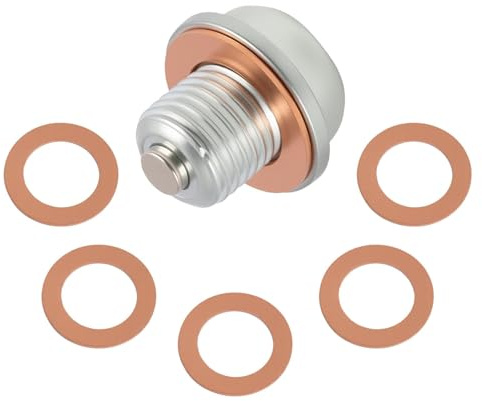 Jecdfs Edelstahl ölablassschraube M14x1,5 mit Neodym-Magnet – Universal für Auto, Boot, Motorrad – Inkl. 5 Kupferdichtung