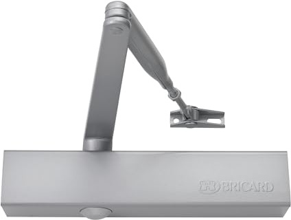 Bricard 62013077 Ferme-Porte hydraulique force 2-6 (120kg), bras standard, CE, Coupe-Feu, conforme à la norme en 1154, Argent