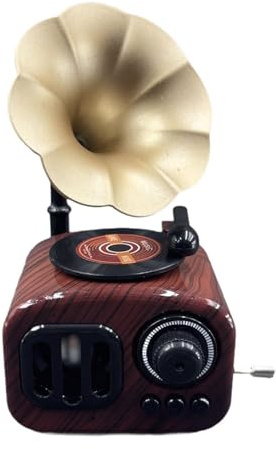 CoudarTitie Phonograph Music Box, Gramophone, Music Box, Decorative for Women And Men, Record Player, Antique, for Home, Living Room, The, Brown
