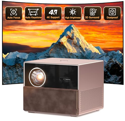 XuanPad Mini Rose Gold Projector, 2026 Upgraded Hi-Fi Compact Stereo Systems, Portable Video Projector, Full HD 1080P, Compatible with TV Stick, HDMI, USB, Laptop, iPhone, Android Smartphone