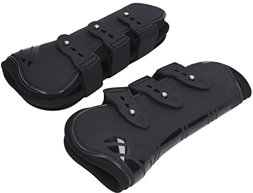Akozon Protector de Tendón 2 Piezas Botas para Piernas Botas Protectoras de Neopreno de PU Tendón - Suministros para Mascotas/Caballos/y Envolturas/ (Patas Delanteras Negras XL)