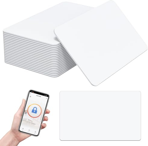 20 stycken NFC-kort kvadratiska, NFC visitkort återskrivningsbara | Ntag215 504 Byte minne för personliga visitkort, smart hemkontroll, åtkomstkontrollsystem, betalning etc. (vit)