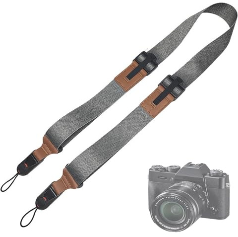BUKYCAT Correa Camara De Fotos, Camera Strap Para para Fotógrafos, Correa Camara Reflex Ajustable, Camera Strap Quick Release con Sony/Canon/Nikon/Fuji DSLR SLR Cámara sin Espejo (Gris)