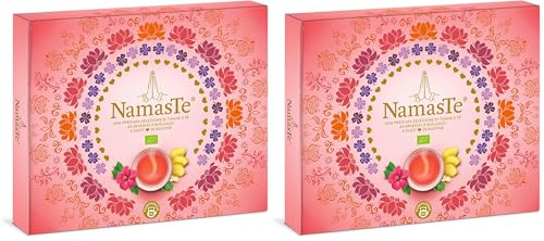Pompadour Namaste Collection Box (conf.da 30 filtri), Felice Armonia, Risveglio dei Sensi, Puro Rilassamento, Benessere Interiore, Tè Bianco, Tè Verde con Matcha, Senza Lattosio e Glutine, 55g