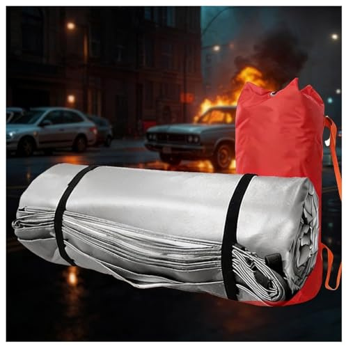 zklaseot Large Emergency Fire Blanket, Fire Extinguisher Blanket Flame Retardant Tarpaulin, Survival Safety for Electric Vehicle Truck(8x10m)