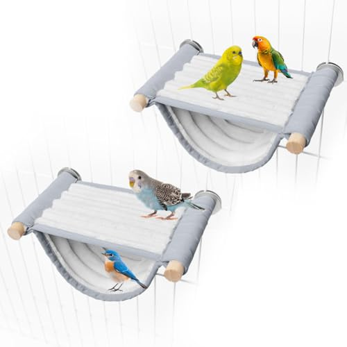 2 Stück Vogel Hängematte Etagenbett, Weiches Vogelnest Haus, Vogelkäfig Zubehör für Wellensittich, Nymphensittich, Papageien und Finken – Gemütlicher Schlaf- und Rückzugsort
