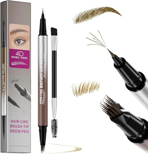 GEVECORI 2-in-1 Augenbrauenstift Microblading 4D (Hellbraun) | 4D Eyebrow Pencil, Wasserfest & Wischfest, Inkl. Augenbrauenbürste.