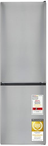 Exquisit Kühl-Gefrierkombination NoFrost | 304 l | Energieklasse A | 35 dB | Inoxlook | Schnellgefrieren | LED | freistehend | KGC320-100-NF-010A