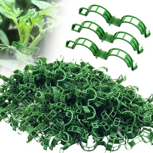 GMTEO 150 Stück Pflanzenclips Kletterpflanzen, 2026 Neu Kunststoff Pflanzenhalter Pflanzenstütze Clips, Pflanzenklammern Rankhilfe Tomaten für Gemüse Tomate Pflanzen Befestigung (Grün - 150 Stück)