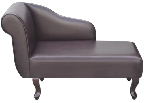 QZZCED Kunstleder Chaiselongue Braun Gepolstert für Wohnzimmer - Elegantes Möbelstück mit Majestätischem Design, Dicker Polsterung und Stabilen Hölzernen Füßen