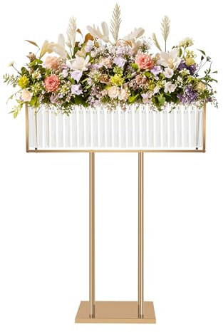 Salmeee Supporto per fiori dorato, colonna per fiori per matrimoni e feste