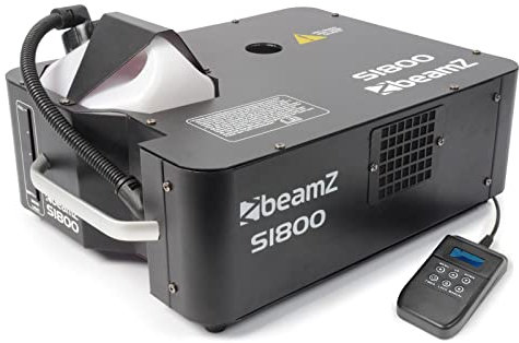 BeamZ S1800 Machine à Fumée 1800 W, DMX, Télécommande 3m, 350 m³ de Fumée par Minute, Position Horizontale ou Verticale, Réservoir Amovible 2,5 L, Idéal pour Concerts, Shows ou Discothèques