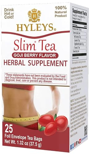 HYLEYS Slim Tea Goji Berry Flavor - Weight Loss Herbal Supplement Cleanse and Detox - 25 Tea Bags (1 Pack)
