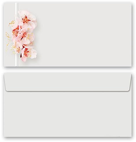 Briefumschläge KIRSCHBLÜTEN Blumen & Blüten 50 Briefumschläge (ohne Fenster) DIN LANG (220x110 mm)