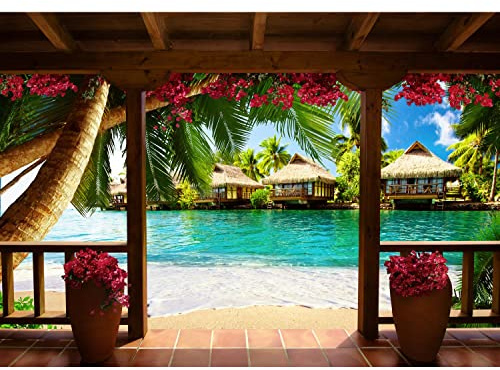 Runa Art Fototapete Hawaii Karibik 352 x 250 cm Vlies Tapeten XXL Moderne Wandtapete Wohnzimmer Schlafzimmer Bunt 9114011b