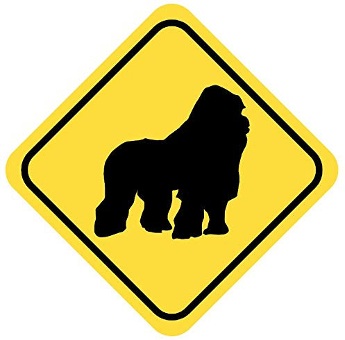 Samunshi® Gorilla Warnschild Warndreieck Aufkleber Achtung Vorsicht Tier - 20x20cm mehrfarbig