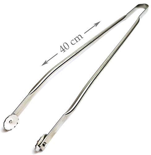 Grillup - Pinza per barbecue in acciaio INOX con ruote, misura 40 cm, per cucina, barbecue e piastra – Qualità professionale – Made in France