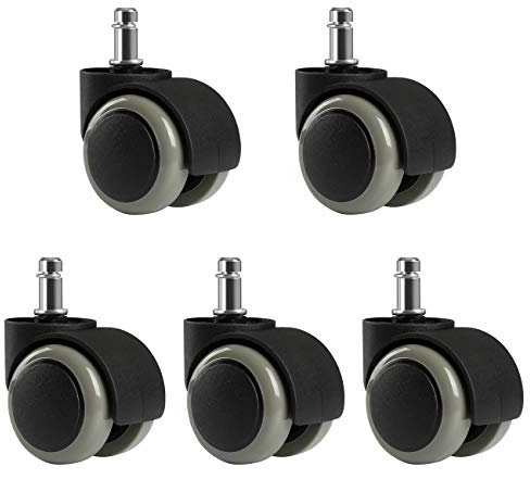 LIHAO 5X Hartbodenrollen Drehstuhlrollen 10mm / 50mm Bürostuhlrollen Rollenset für Bürostuhl,Grau