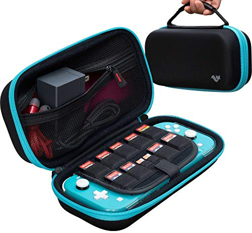 ButterFox Extra Large Carrying Case for Nintendo Switch Lite, Fits Charger, Compatible with JETech Protective Case and Most Grips, Game and Accessories Storage (Turquoise Blue/Black)