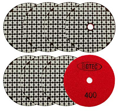 BGTEC 100MM Tampons de Polissage Diamantés Secs, Kit de 8 Tampons Grain 400 pour Granit Marbre Pierre Quartz Carrelage Bords de sol Polissage de Comptoir