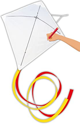 Günther Flugspiele 1242 - Einleinder-Drachen Paint Your Kite, ca. 69 x 69 cm, Kinderdrachen aus robustem Polyester, für Kinder ab 5 Jahren, inkl. Griff und Drachenschnur