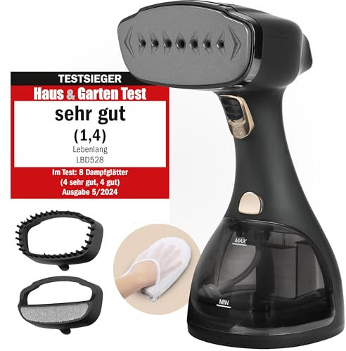 LEBENLANG Ferro Stiro Verticale 1500W - Vapore 25g/min & 300ml con Guanto I Steamer Vestiti Ferro Verticale a Vapore Stiratrice Verticale Stirella Verticale Mini Steamer Portatile per Viaggio