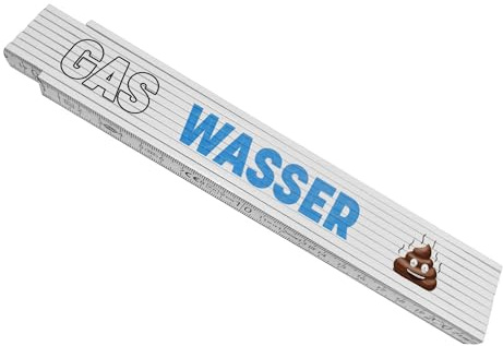 Gas Wasser Scheiße lustiger Meterstab aus Holz für Gas- und Wasserinstallateure witziger Zollstock für Klempner die ihren Beruf mit Humor nehmen und auch kein Problem mit Abwasser