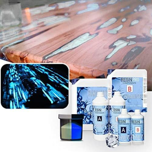 Resin Pro® 800g Resina Epossidica e Pigmento Colore Blu Fluo Per Legno, Tavolo Fiume, Fai Da Te, Creazioni Artistiche (0.8 Kg)