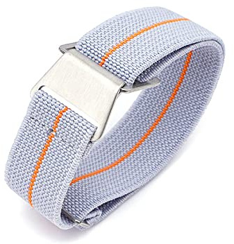 Stevenurr Elastisches, gewebtes Nylon-Uhrenarmband, 18mm bis 24mm, Edelstahl-Schnalle, Ersatz-Uhrenarmband für Herren, 24mm
